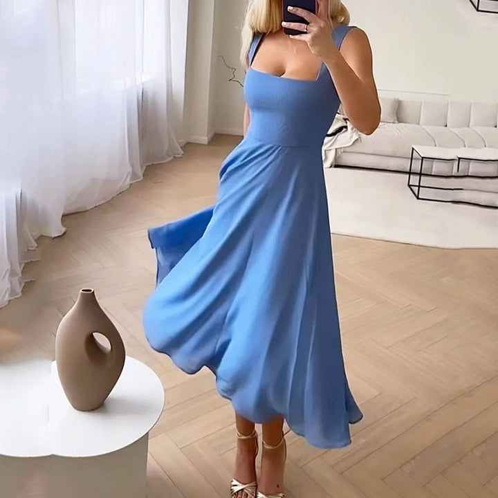 Kristina | Ärmelloses Midikleid mit eckigem Ausschnitt