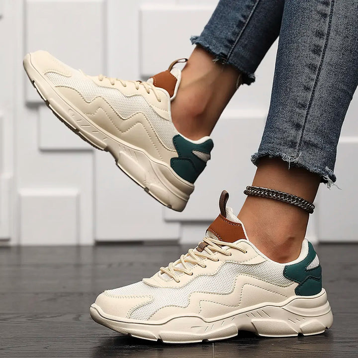 Laufschuhe Damen mit Dicker Sohle und Schnürung