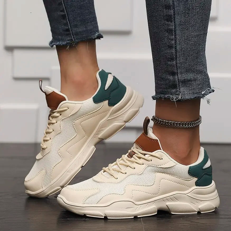 Laufschuhe Damen mit Dicker Sohle und Schnürung