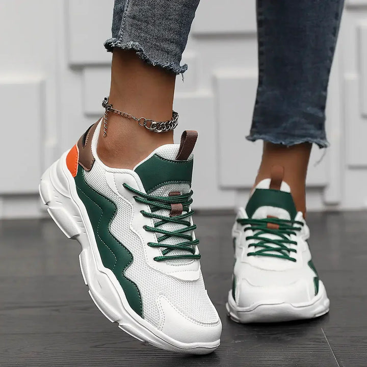 Laufschuhe Damen mit Dicker Sohle und Schnürung
