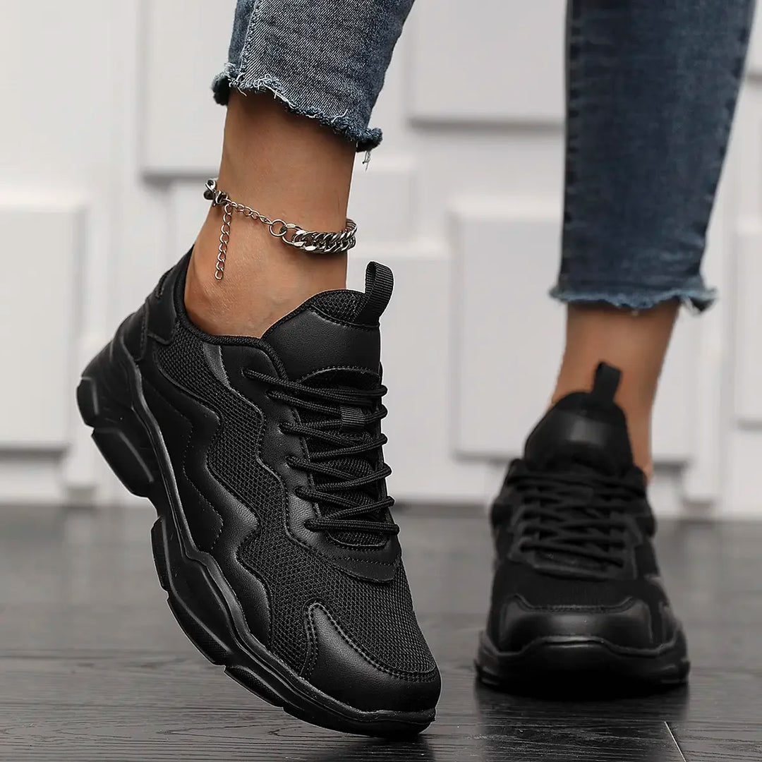Laufschuhe Damen mit Dicker Sohle und Schnürung