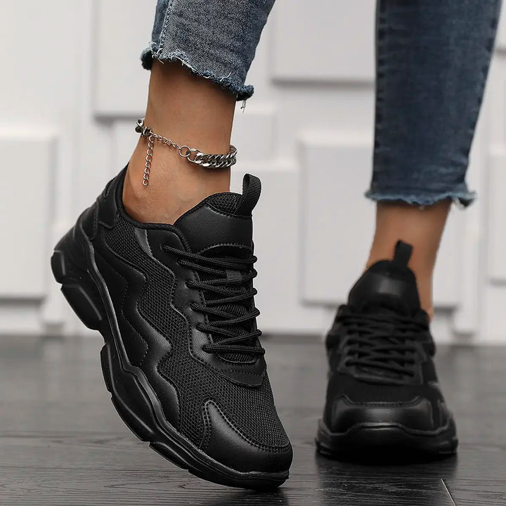 Laufschuhe Damen mit Dicker Sohle und Schnürung
