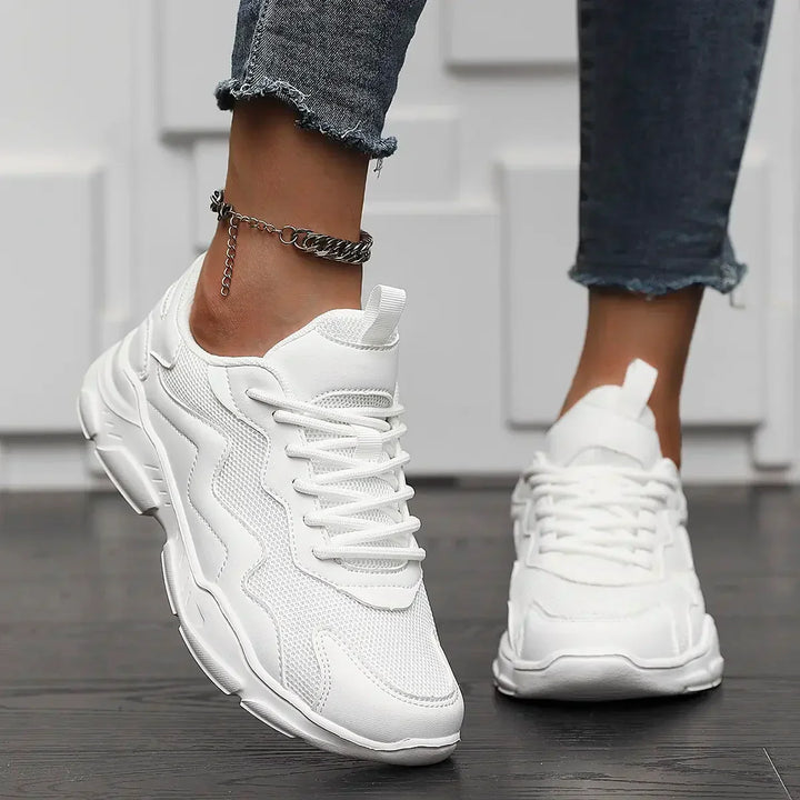 Laufschuhe Damen mit Dicker Sohle und Schnürung