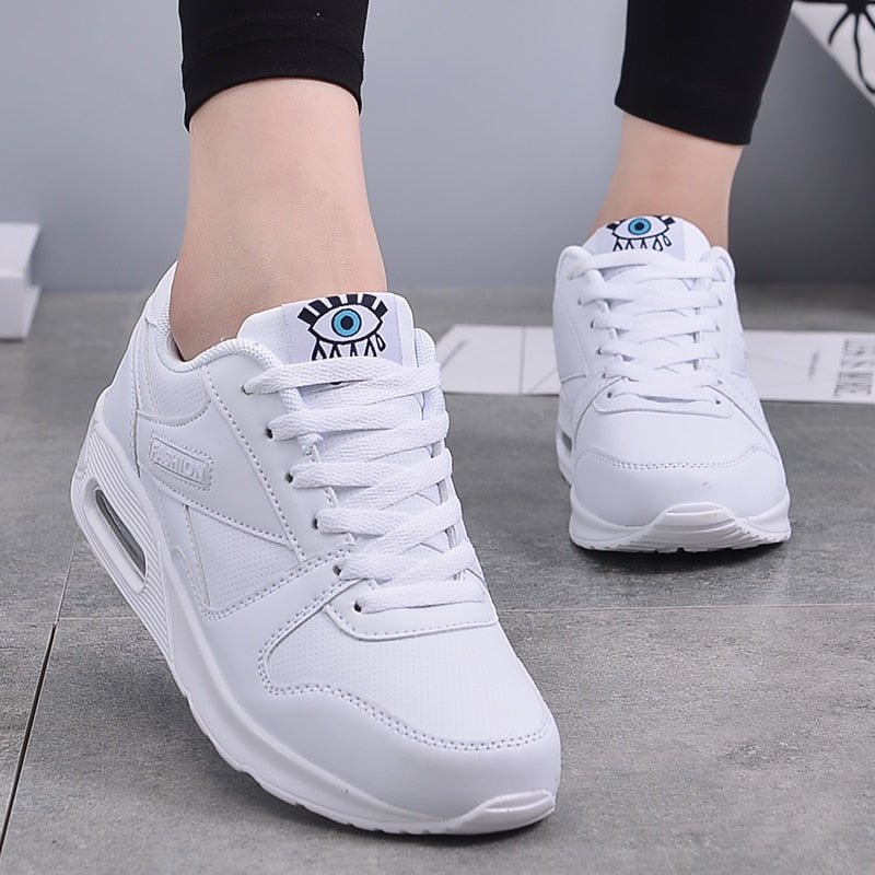 Laufschuhe Damen mit Erhöhter Sohle und Schnürung