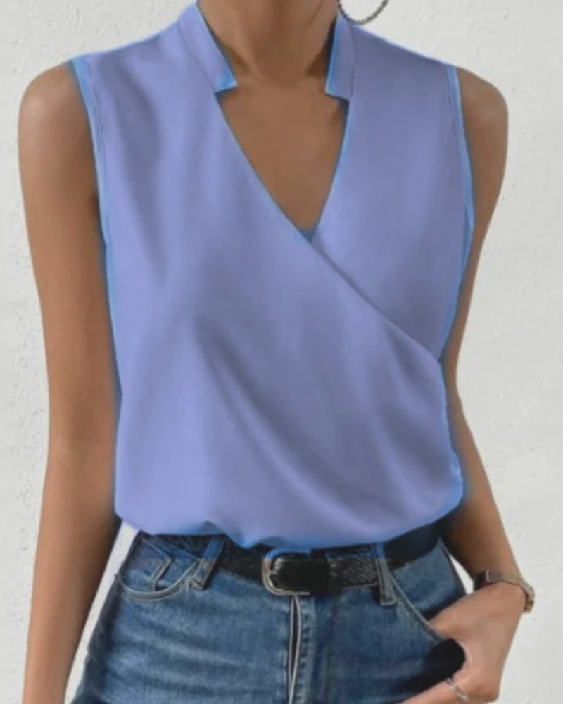 Selma | Ärmellose Bluse mit V-Ausschnitt