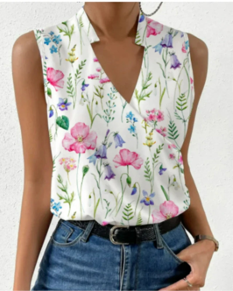 Selma | Ärmellose Bluse mit V-Ausschnitt
