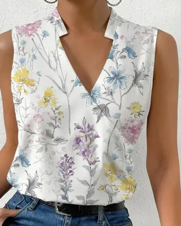 Selma | Ärmellose Bluse mit V-Ausschnitt