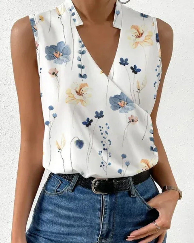 Selma | Ärmellose Bluse mit V-Ausschnitt
