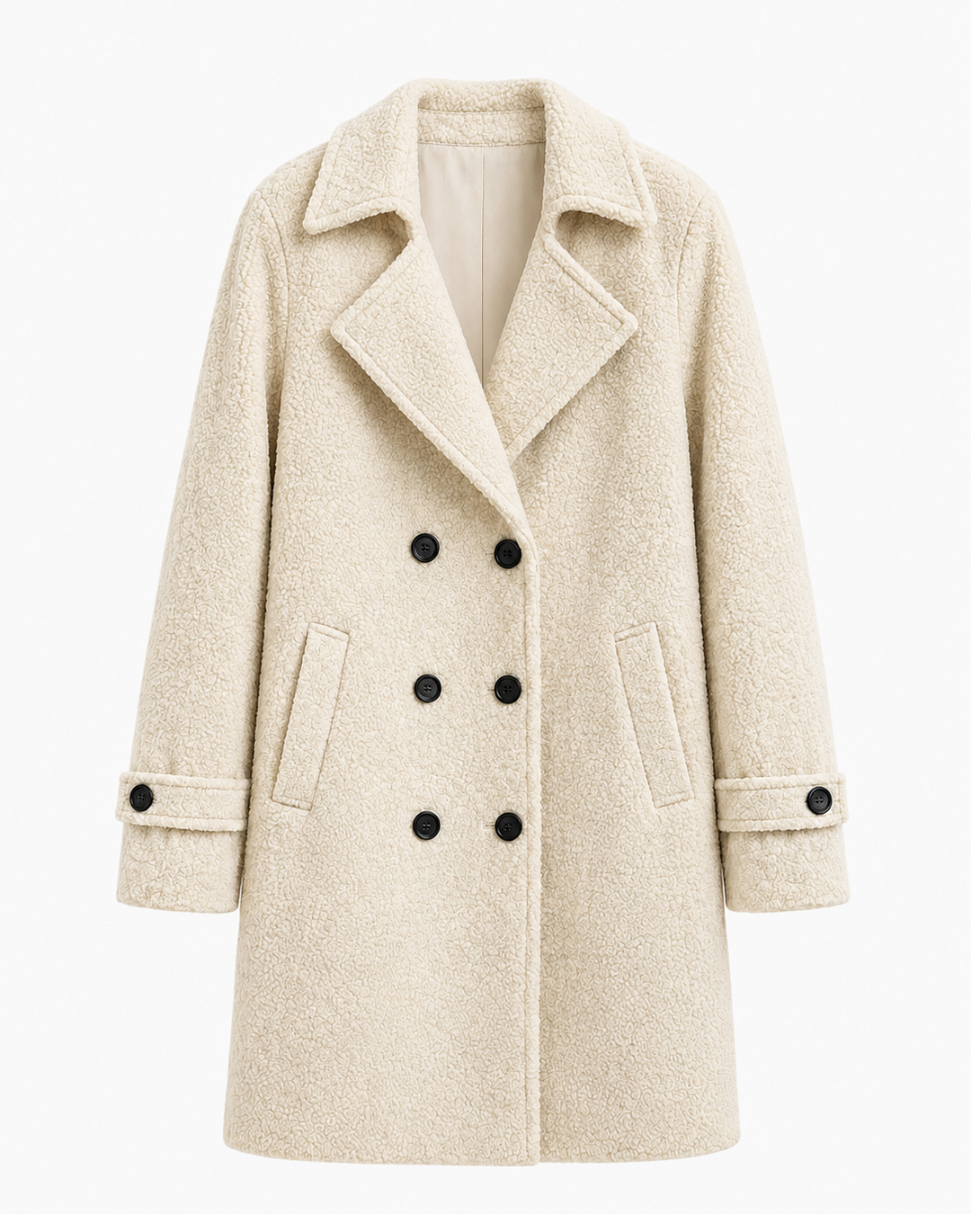 Lena Damen Gefütterte Jacke mit Drei-Knopf-Verschluss – Beige