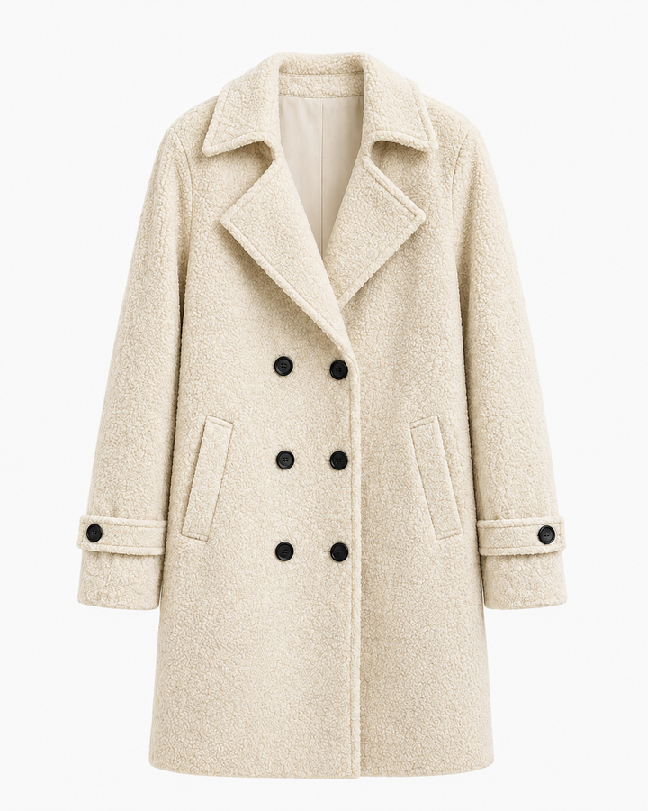 Lena Damen Gefütterte Jacke mit Drei-Knopf-Verschluss – Beige