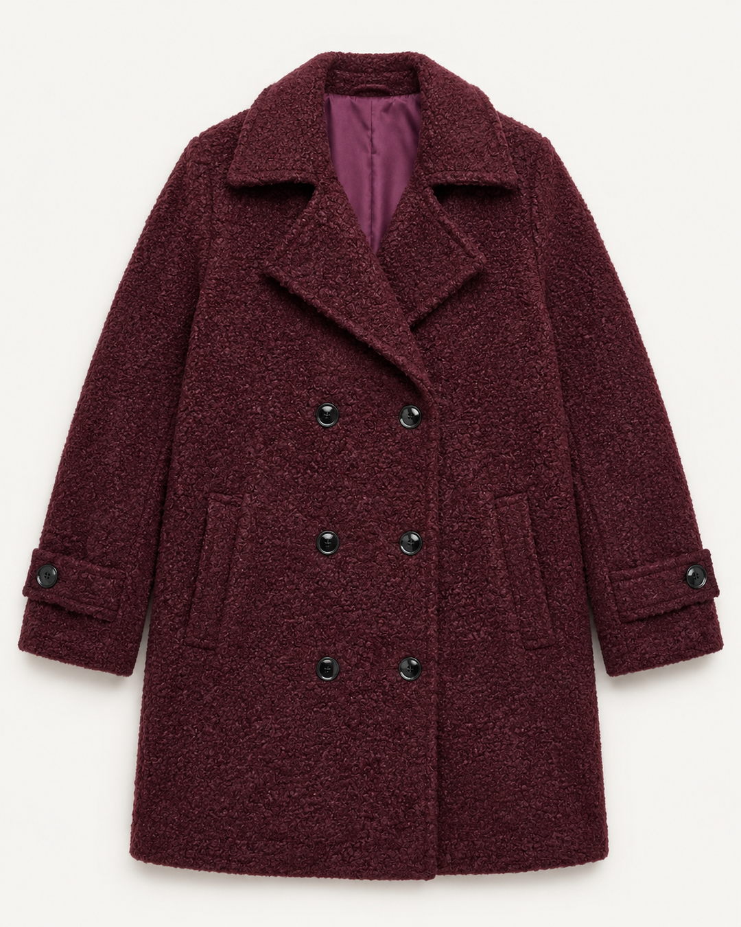 Lena Damen Gefütterte Jacke mit Drei-Knopf-Verschluss – Bordeaux