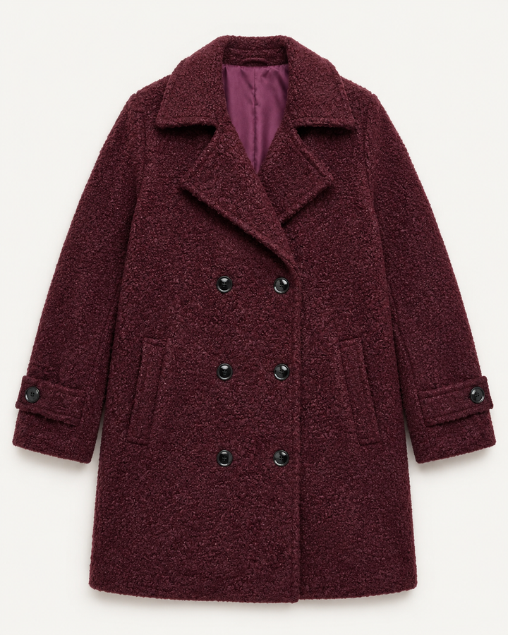 Lena Damen Gefütterte Jacke mit Drei-Knopf-Verschluss – Bordeaux