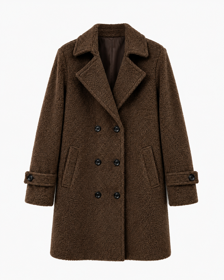 Lena Damen Gefütterte Jacke mit Drei-Knopf-Verschluss – Braun
