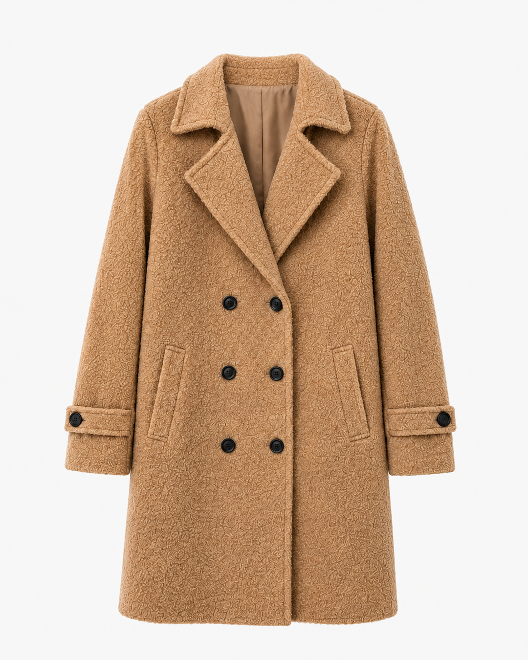 Lena Damen Gefütterte Jacke mit Drei-Knopf-Verschluss – Camel
