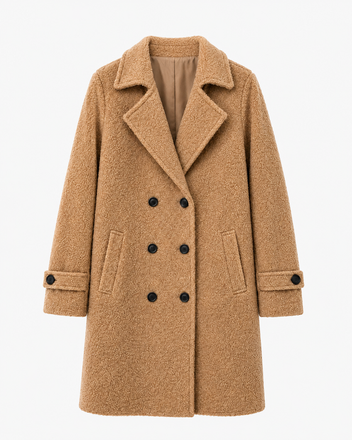 Lena Damen Gefütterte Jacke mit Drei-Knopf-Verschluss – Camel