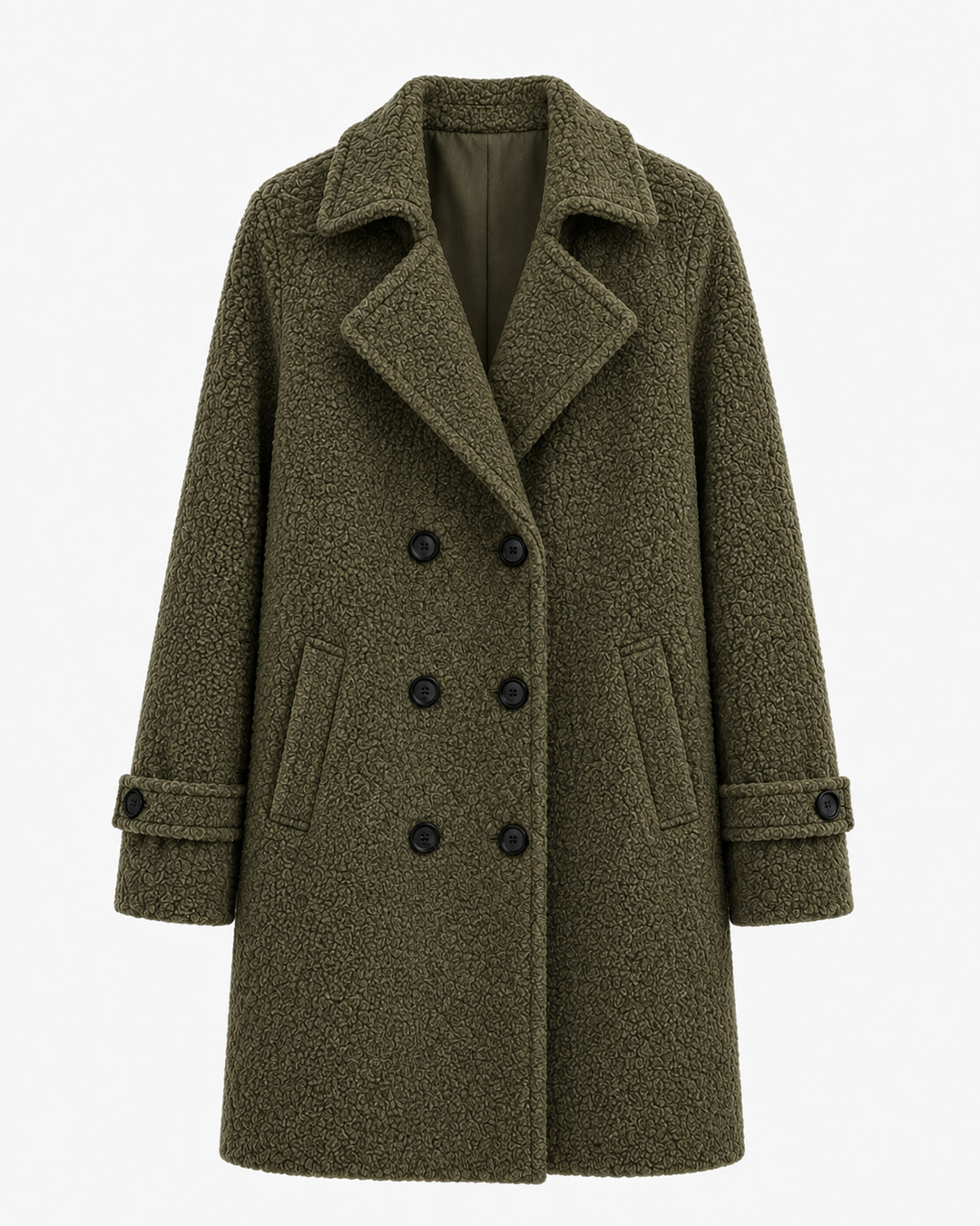 Lena Damen Gefütterte Jacke mit Drei-Knopf-Verschluss – Olivgrün