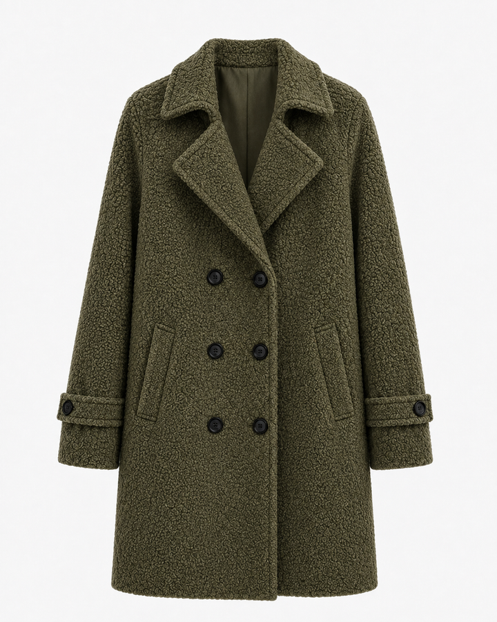 Lena Damen Gefütterte Jacke mit Drei-Knopf-Verschluss – Olivgrün