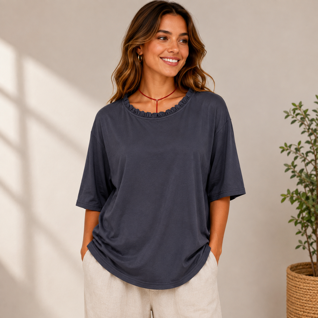 Lena | Damen Lockere Leichte Kurzarm Bluse