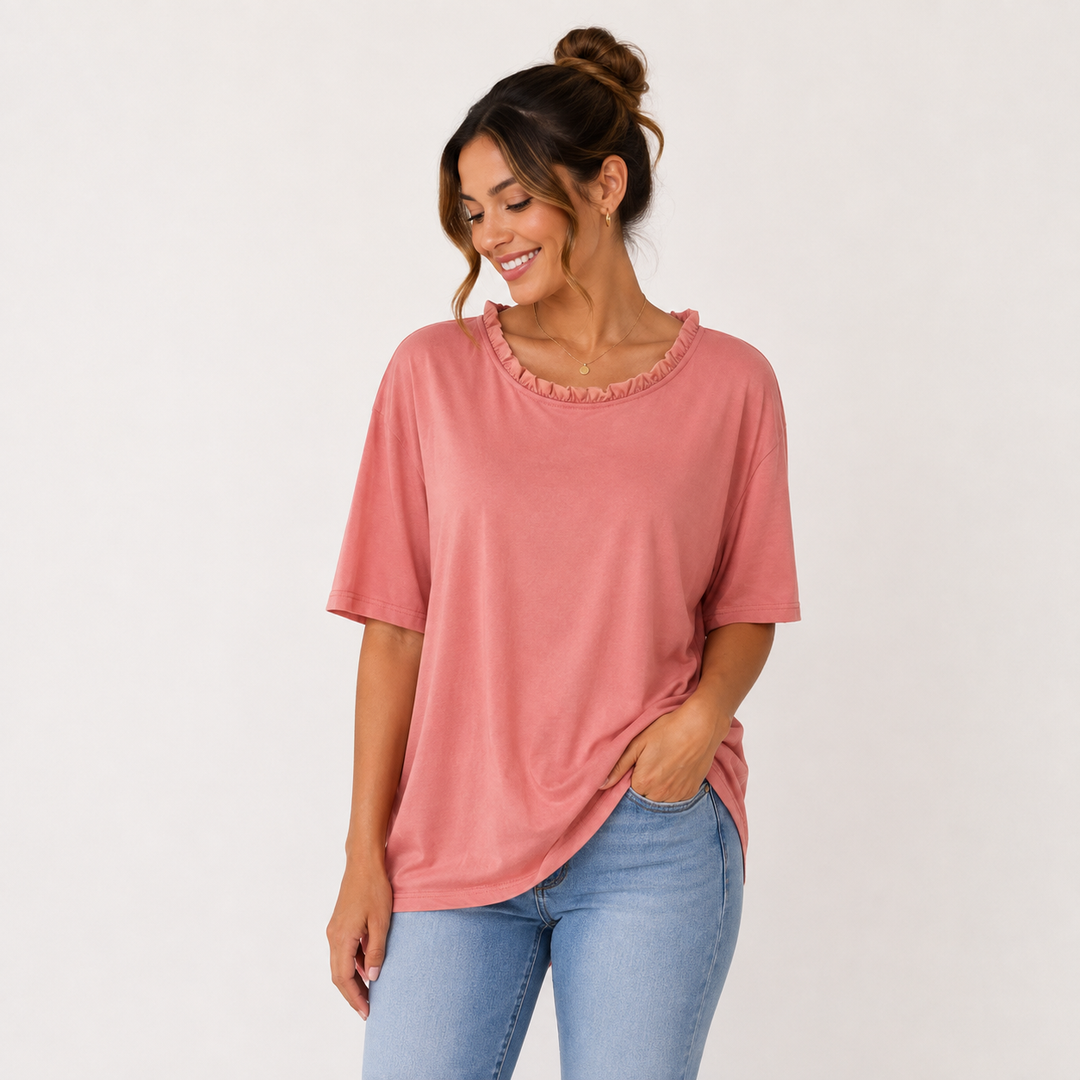Lena | Damen Lockere Leichte Kurzarm Bluse