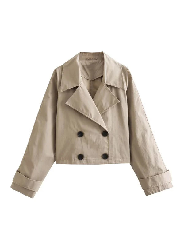 Lene | Damen kurze Jacke mit Reverskragen und doppelreihigem Verschluss