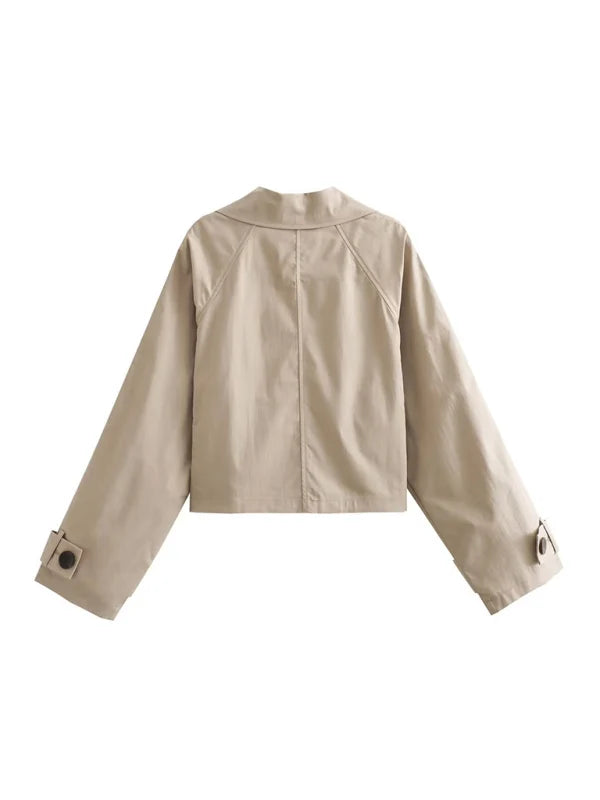 Lene | Damen kurze Jacke mit Reverskragen und doppelreihigem Verschluss
