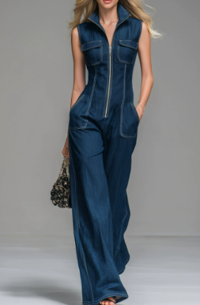Leni | Damen Urbaner Denim Jumpsuit