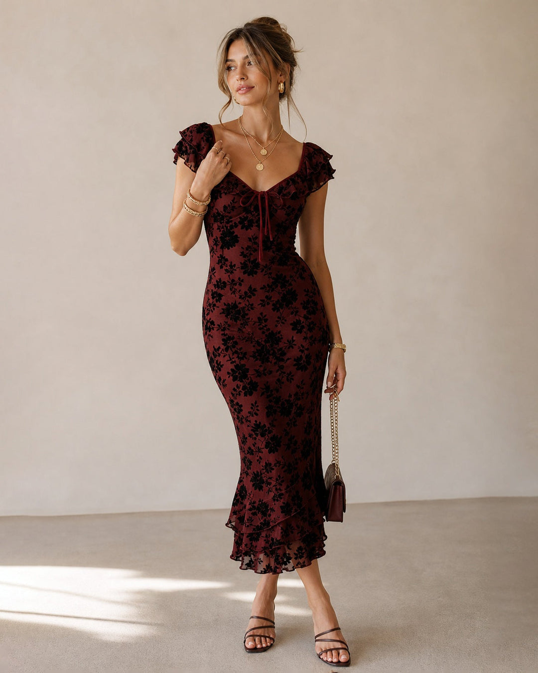 Leonie Midikleid Bordeaux
