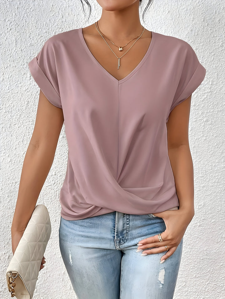 Lia | Damen Twist-Front Kurzarm Bluse