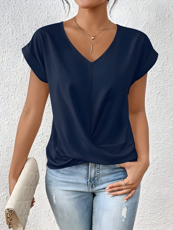 Lia | Damen Twist-Front Kurzarm Bluse