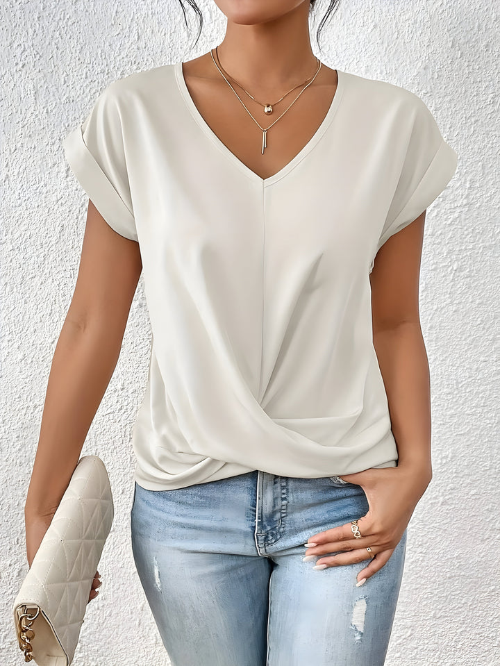 Lia | Damen Twist-Front Kurzarm Bluse