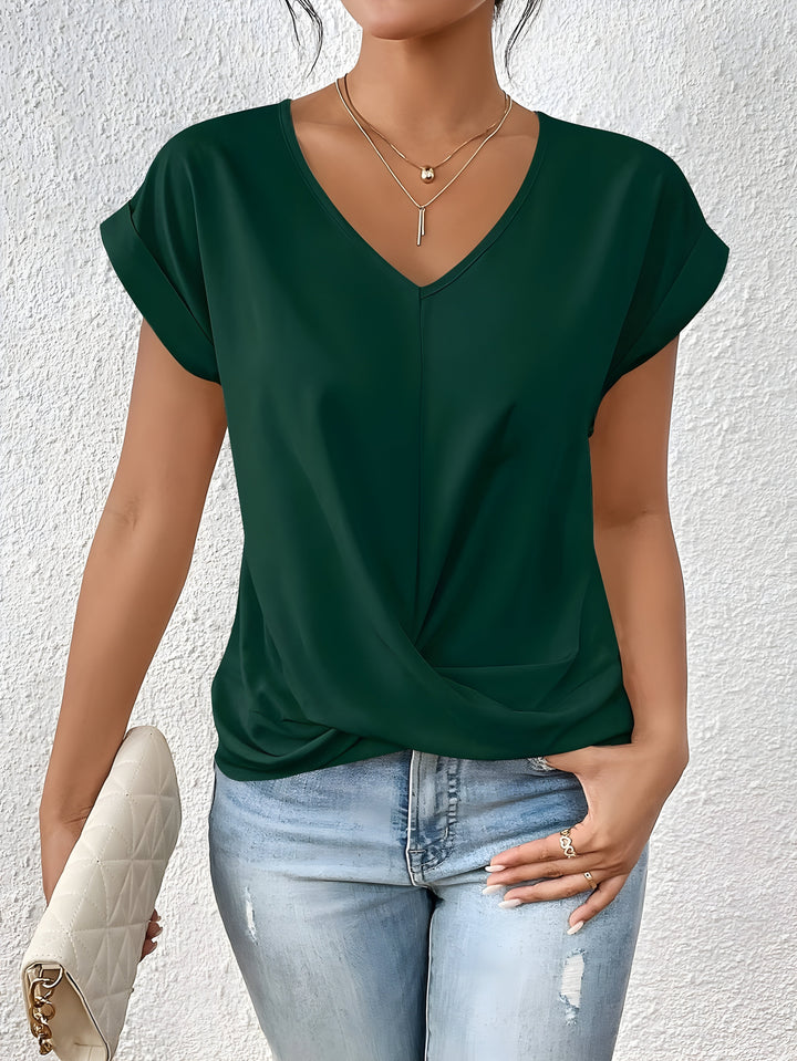 Lia | Damen Twist-Front Kurzarm Bluse