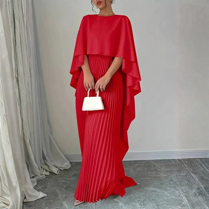 Lilou | Plissee Maxikleid mit Cape für Feste