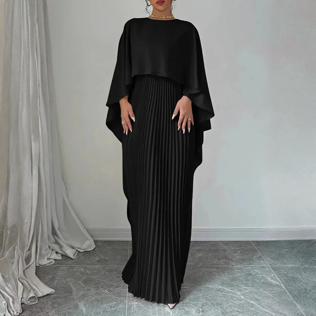 Lilou | Plissee Maxikleid mit Cape für Feste