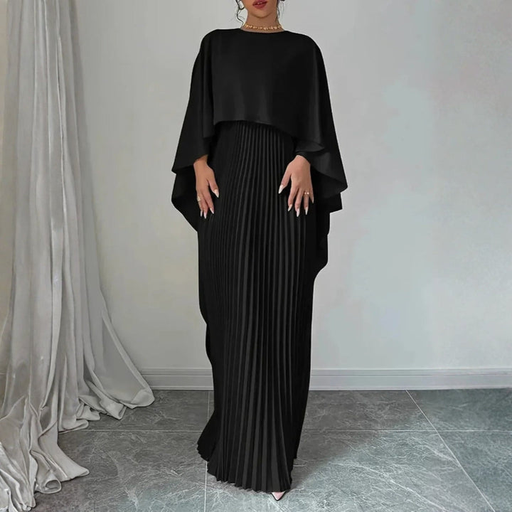 Lilou | Plissee Maxikleid mit Cape für Feste