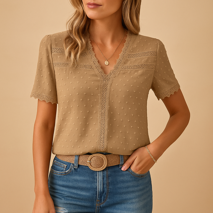 Lisette | Feine Spitzenbluse mit V-Ausschnitt