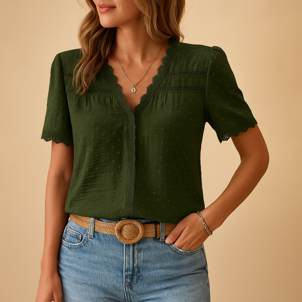 Lisette | Feine Spitzenbluse mit V-Ausschnitt