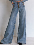 Liv | Damen weite Jeans mit Knopfriegel-Bund und sichtbarem Reißverschluss