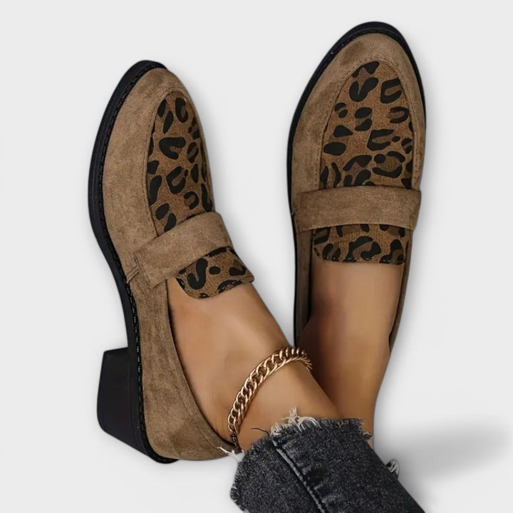 Loafer Damen mit Animal-Muster und Runder Kappe