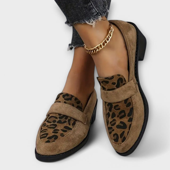 Loafer Damen mit Animal-Muster und Runder Kappe