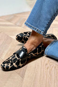 Loafer Damen mit Animal-Print und schwarzem Detail