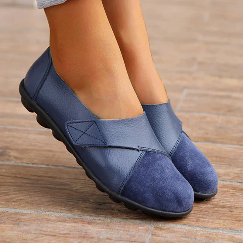 Loafer Damen mit Kreuzband-Panel und X-Stich-Naht