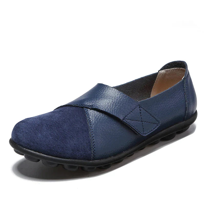 Loafer Damen mit Kreuzband-Panel und X-Stich-Naht