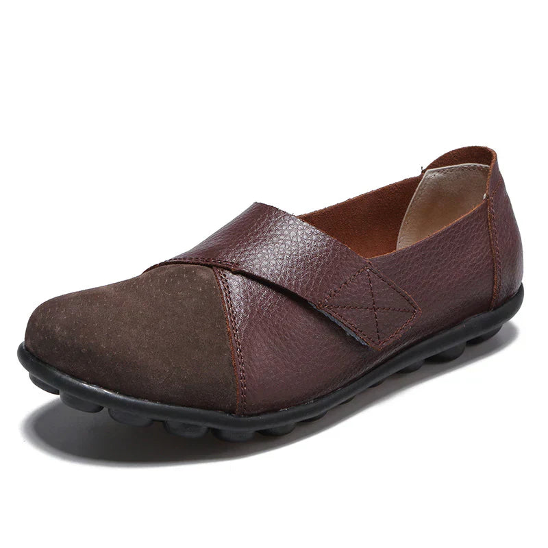 Loafer Damen mit Kreuzband-Panel und X-Stich-Naht