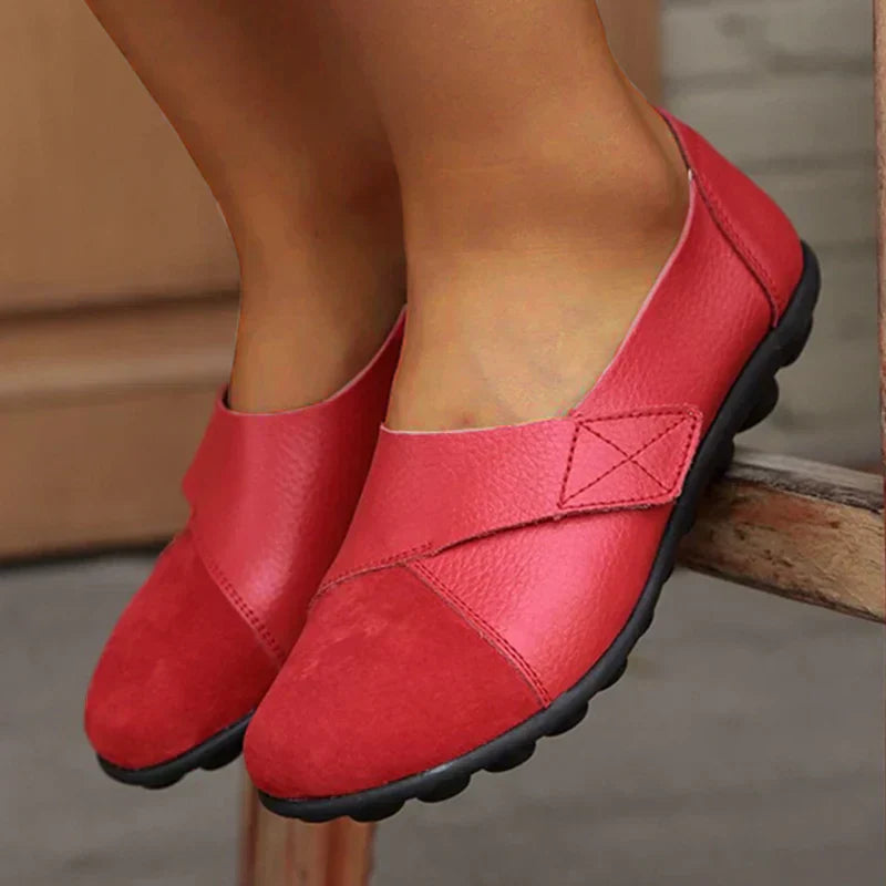 Loafer Damen mit Kreuzband-Panel und X-Stich-Naht