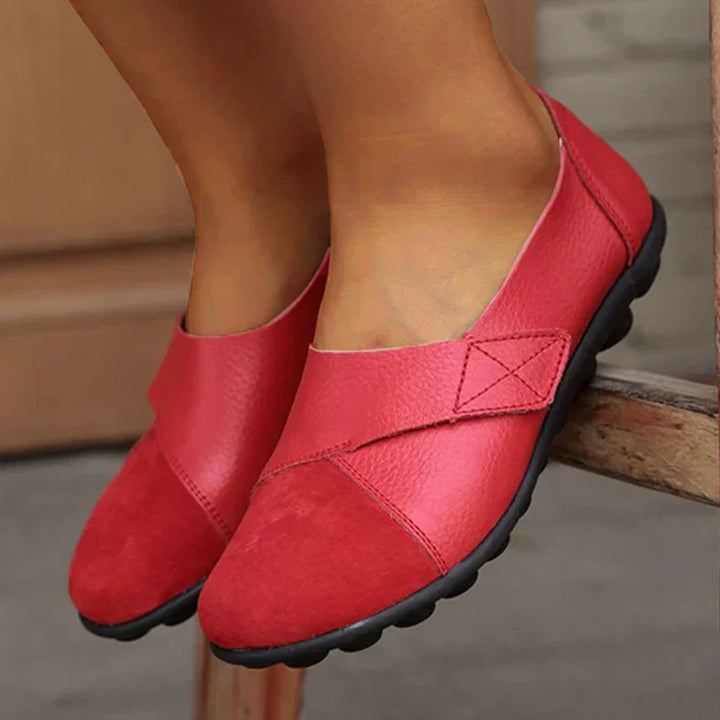 Loafer Damen mit Kreuzband-Panel und X-Stich-Naht