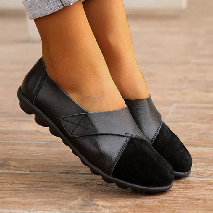 Loafer Damen mit Kreuzband-Panel und X-Stich-Naht