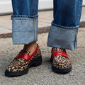 Loafer Damen mit Leopardenmuster und rotem Akzent
