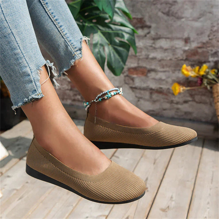 Loafer Damen mit Rundem Zehenbereich Gerippter Oberflächenstruktur und Flacher Sohle