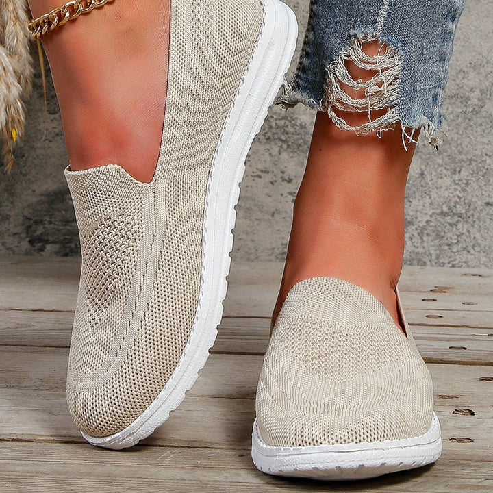 Loafer Damen mit Strick-Obermaterial und weißer Sohle