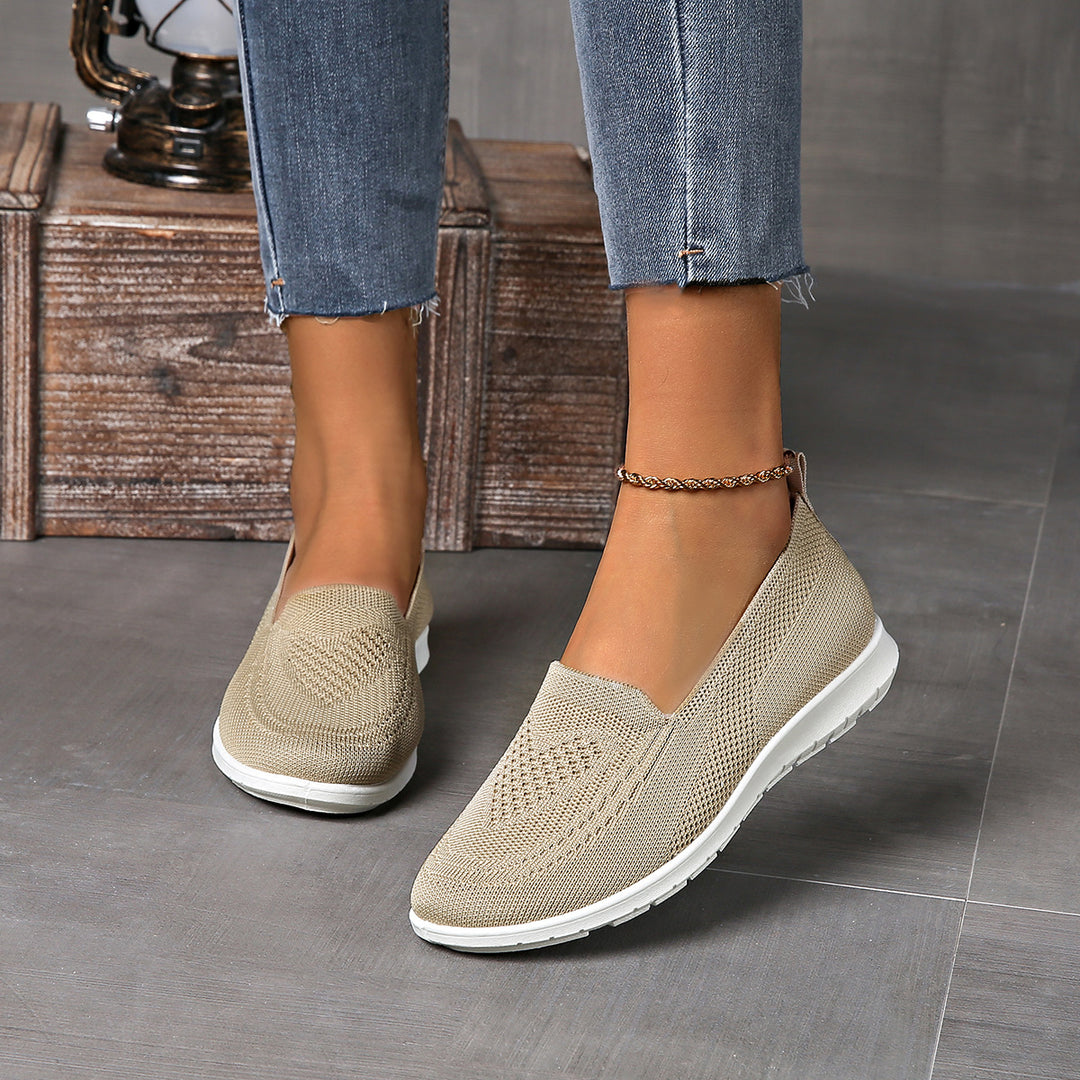 Loafer Damen mit Strick-Obermaterial und weißer Sohle